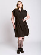 STUDDED SKULL BUTTON DRESS