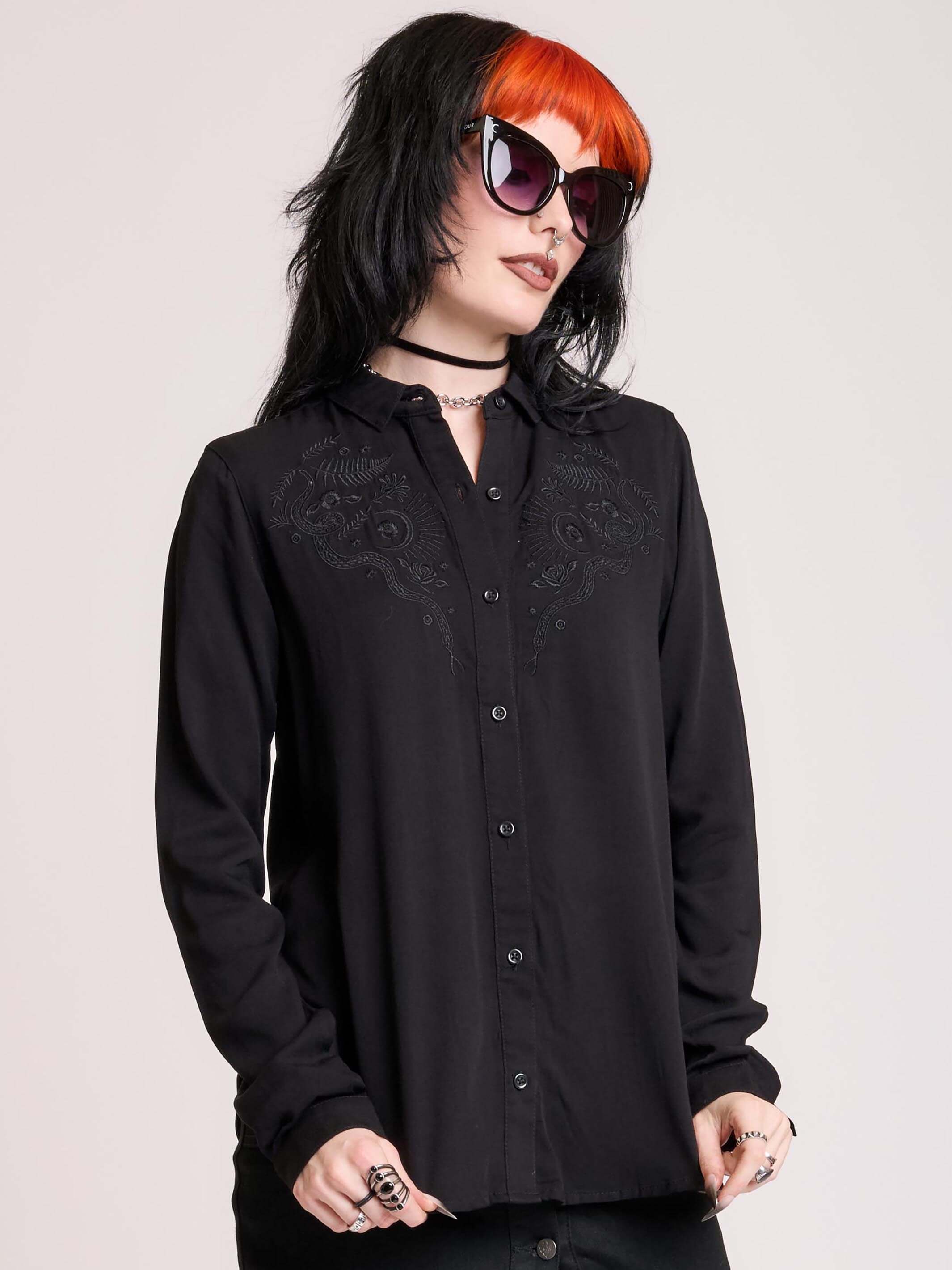 EMBROIDERED RELICS BUTTON UP SHIRT