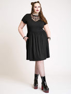 SKATER DRESS WITH SNAKE APPLIQUE