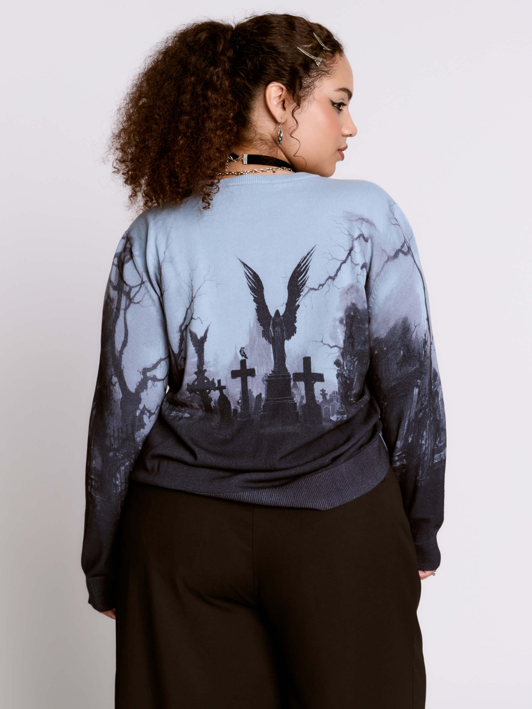 spooky cemetery sweater