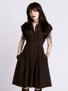 STUDDED SKULL BUTTON DRESS