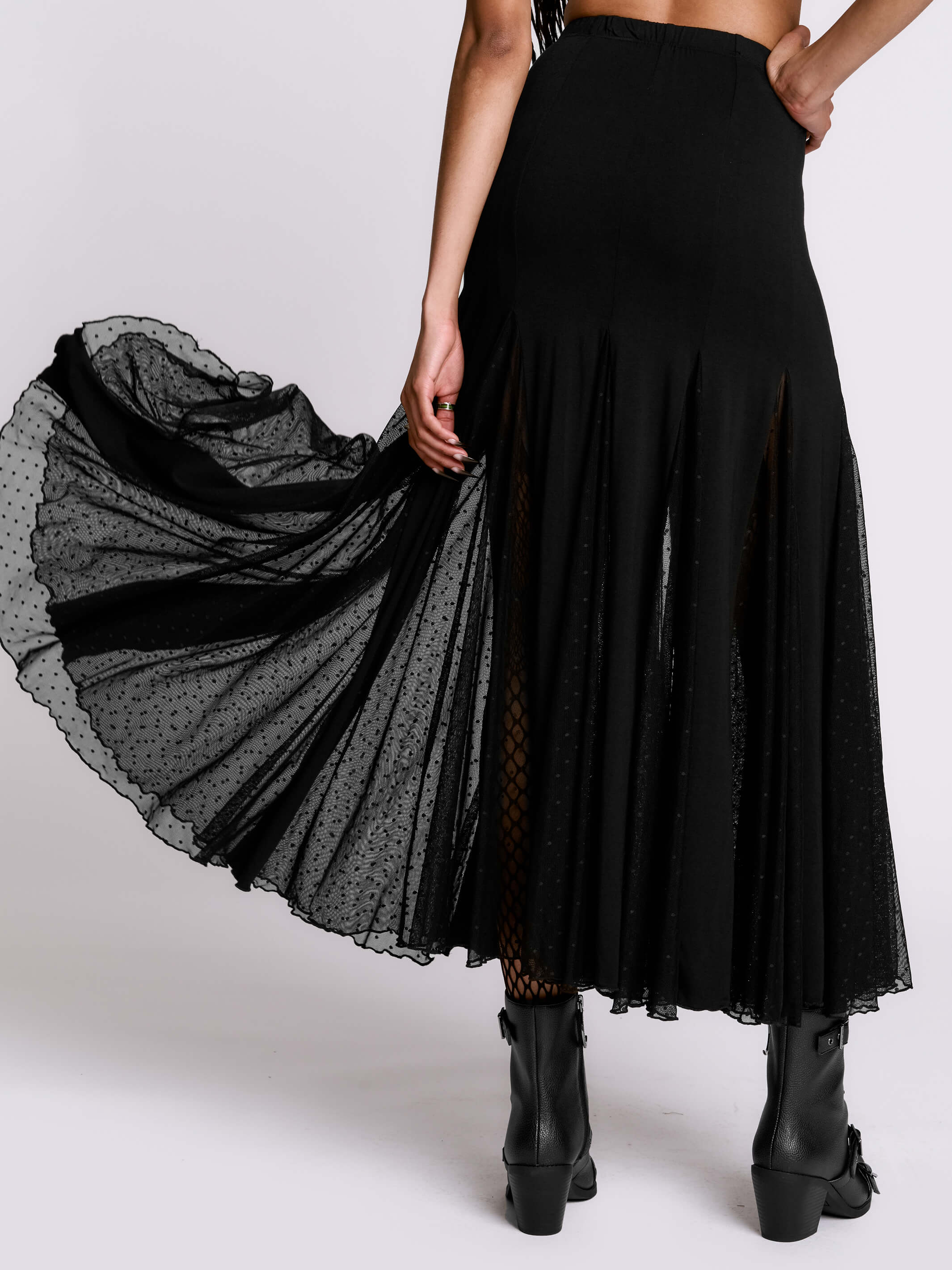 Swiss Dot Godet Skirt