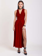 RED TWIST FRONT DRESS