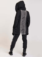 hooded cardigan with back mesh panel detail