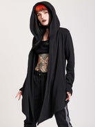 hooded cardigan with back mesh panel detail