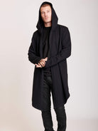 hooded cardigan with back mesh panel detail