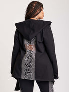 hooded cardigan with back mesh panel detail