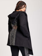 hooded cardigan with back mesh panel detail