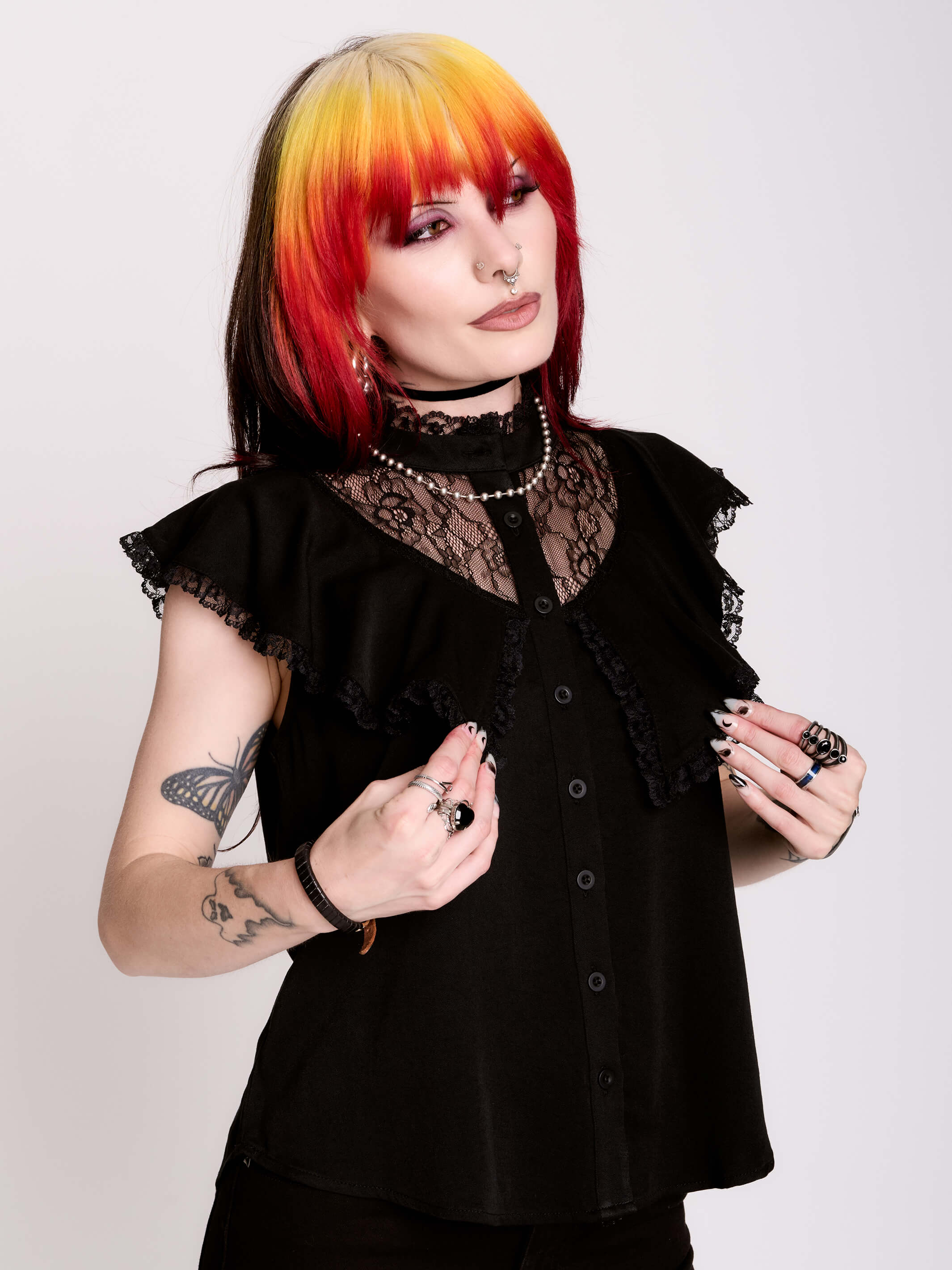BLACK VICTORIAN LACE BLOUSE