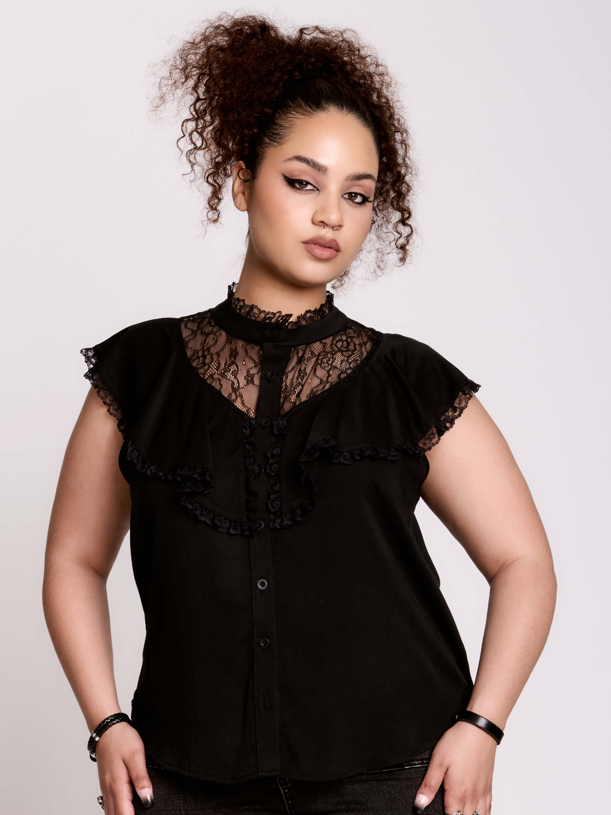 BLACK VICTORIAN LACE BLOUSE