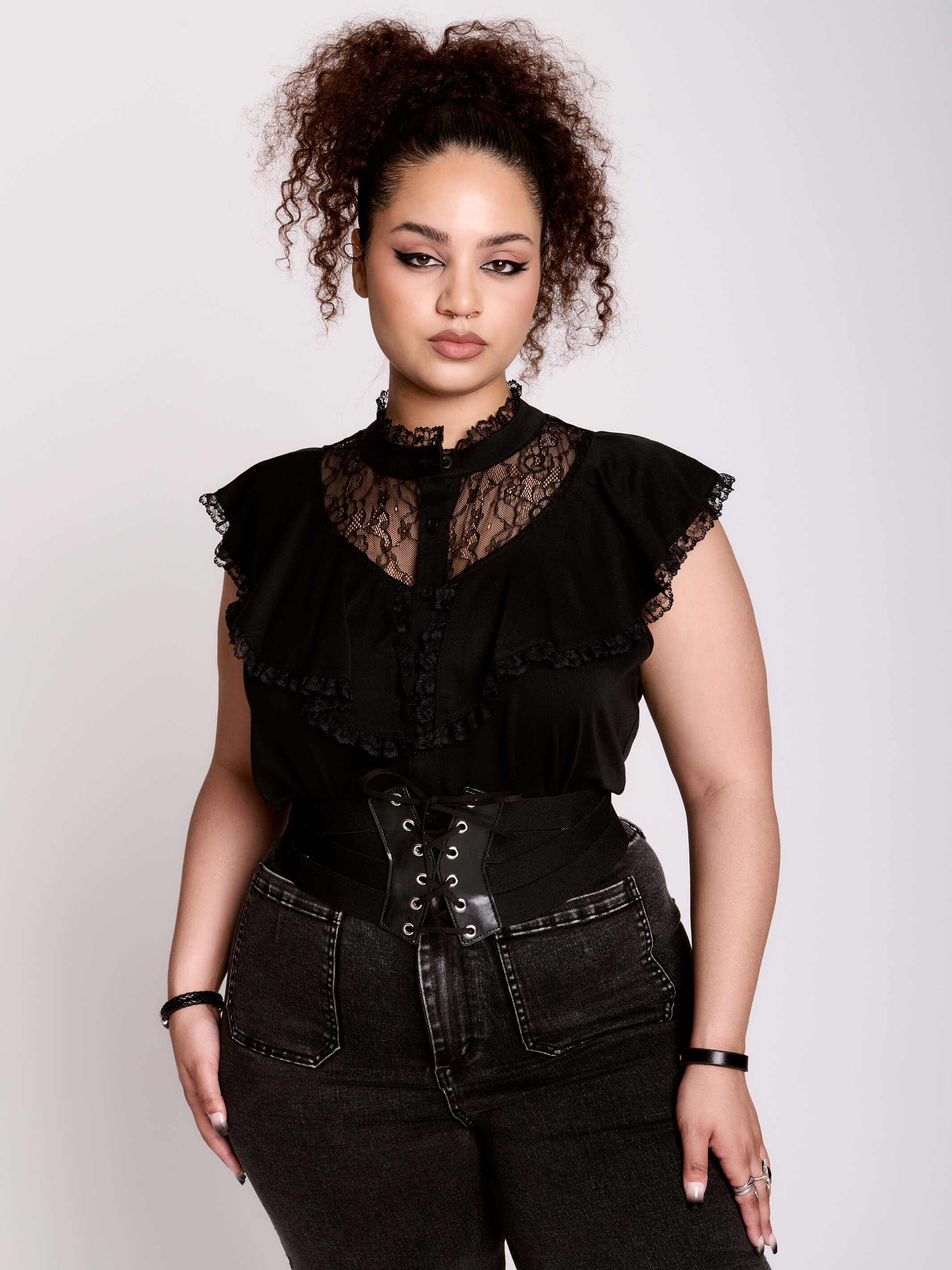 BLACK VICTORIAN LACE BLOUSE