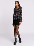 Xray Bat Lace Up Peasant Top