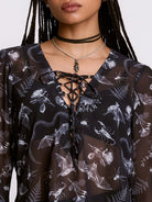 Xray Bat Lace Up Peasant Top