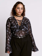 Xray Bat Lace Up Peasant Top