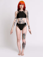 Zip Up Fishnet Swim Top