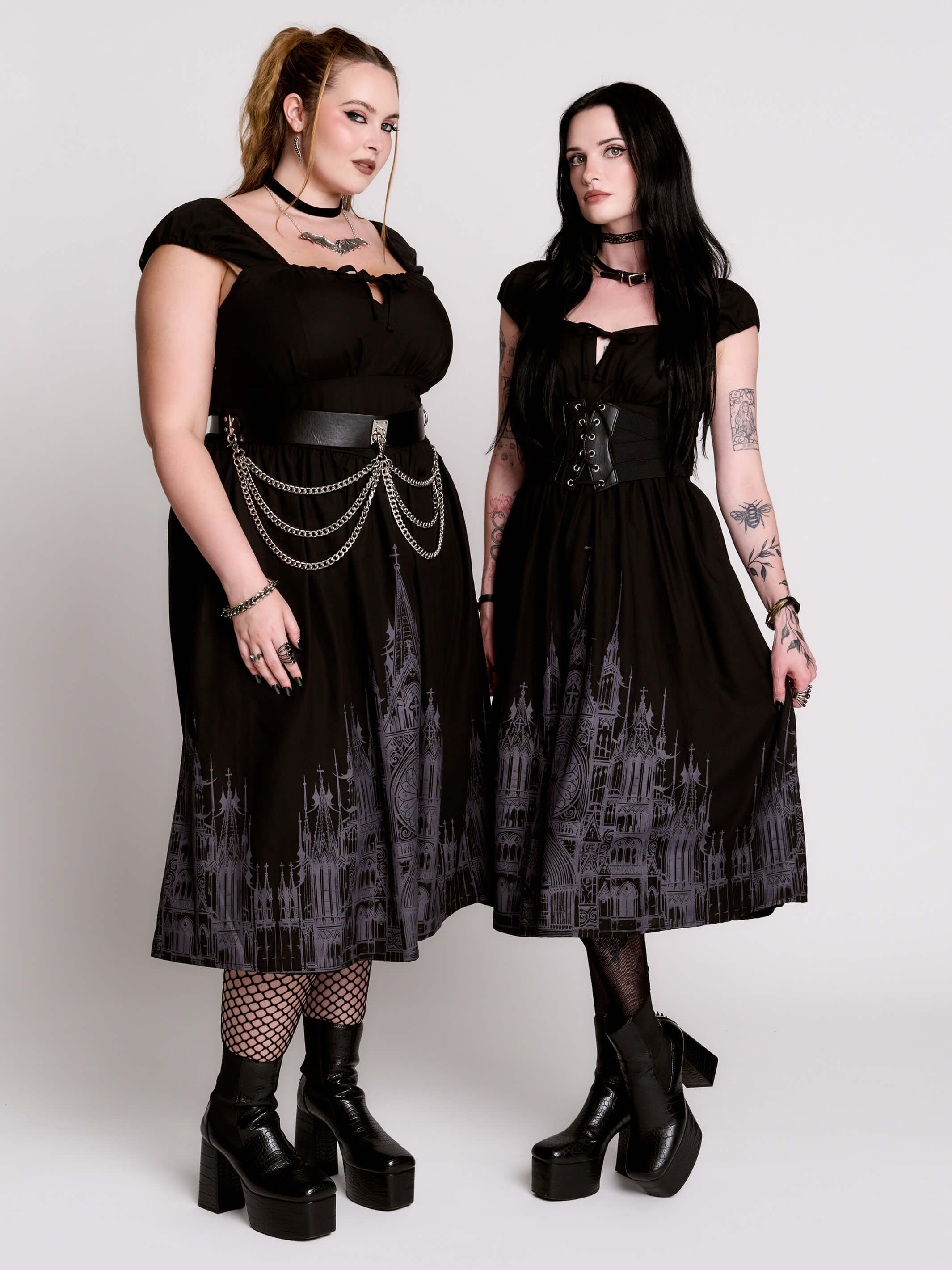 black gothic dresses with cathedral skyline