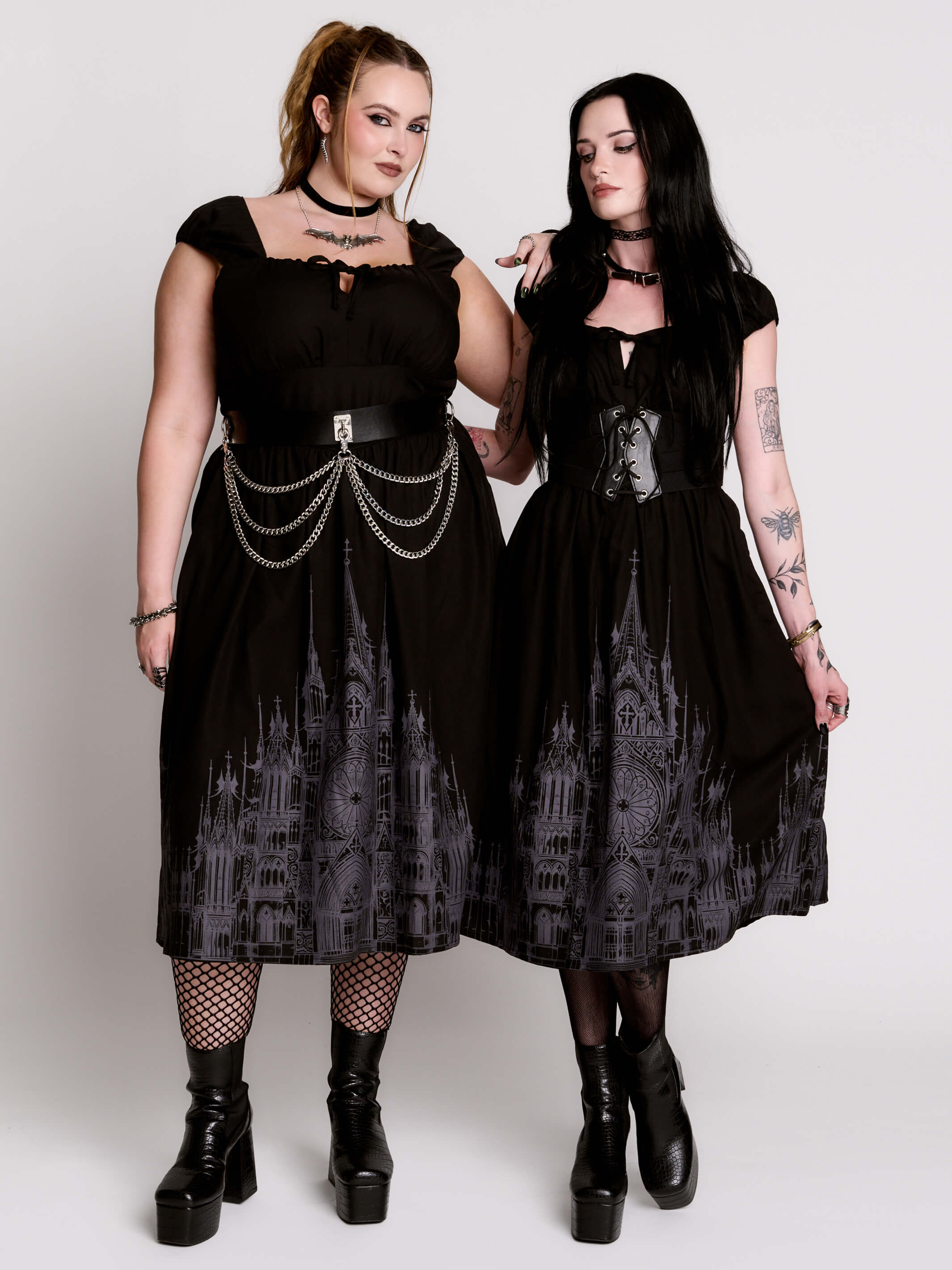 black gothic dresses with cathedral skyline