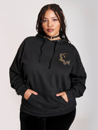 Black hoodie with gold moon tarot card graphic