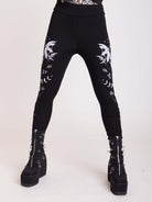 Witchy herbs, bat, moon phase black leggings