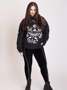 Forest witch graphic on lace yoke fleece unisex hoodie.