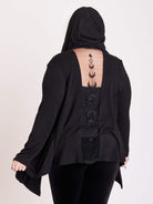 Super soft and supple lightweight hooded sweater cardigan, with embroidered moon phase back detail.