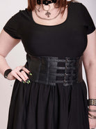 Black vegan leather adjustable corset belt