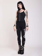 BLACK LEGGING WITH SNAKE DAGGER GRAPHIC