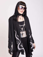 bLACK CARDIGAN WITH SERPENT GRAPHICS