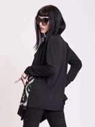 bLACK CARDIGAN WITH SERPENT GRAPHICS