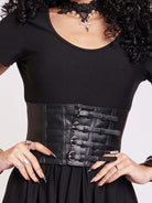 Black vegan leather adjustable corset belt