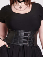 Black vegan leather adjustable corset belt