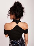 Black off shoulder choker top