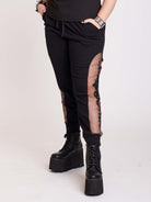 Embroidered snake dagger mesh jogger