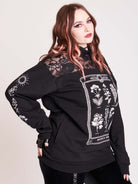 Thick fleece lined french terry unisex hoodie with side pockets. and lace toke detail